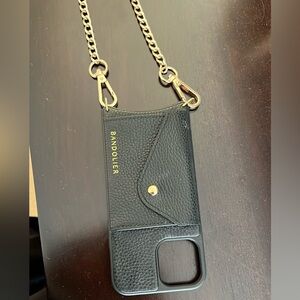 Bandolier Hailey Side Slot Leather Crossbody Black/Gold iPhone 12/12 Pro